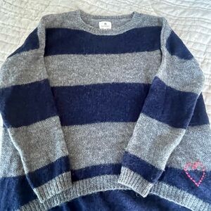 Sunday Somewhere Striped Crewneck Sweater - Gray & Navy
